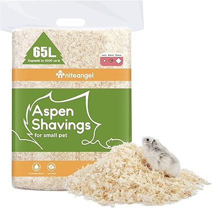 Niteangel 65L Aspen Shaving Hamster Beddings for Syrian Dwarf Hamster Gerbil Mice Degu Rat Rabbit Bunny Guinea Pig Chinchilla Hedgehog or Other Small Pets