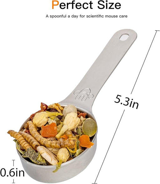 Niteangel Hamster Food Scoop - Stainless Steel Measuring Scoop for Dwarf Syrian Hamsters Gerbils Mice Degus or Other Similar-Sized Small Pets