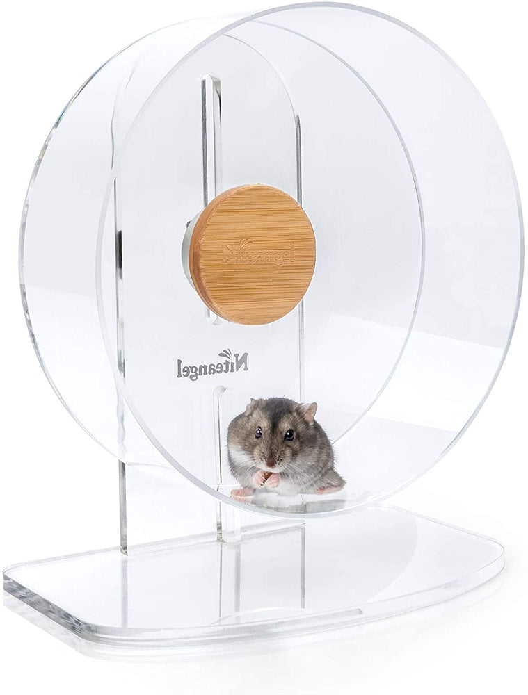 Niteangel Silent Hamster Exercise Wheel: Dual-Bearing Quiet Spinning Acrylic Hamster Running Wheel for Dwarf Hamster Gerbils Mice Degus Or Other Small Animals