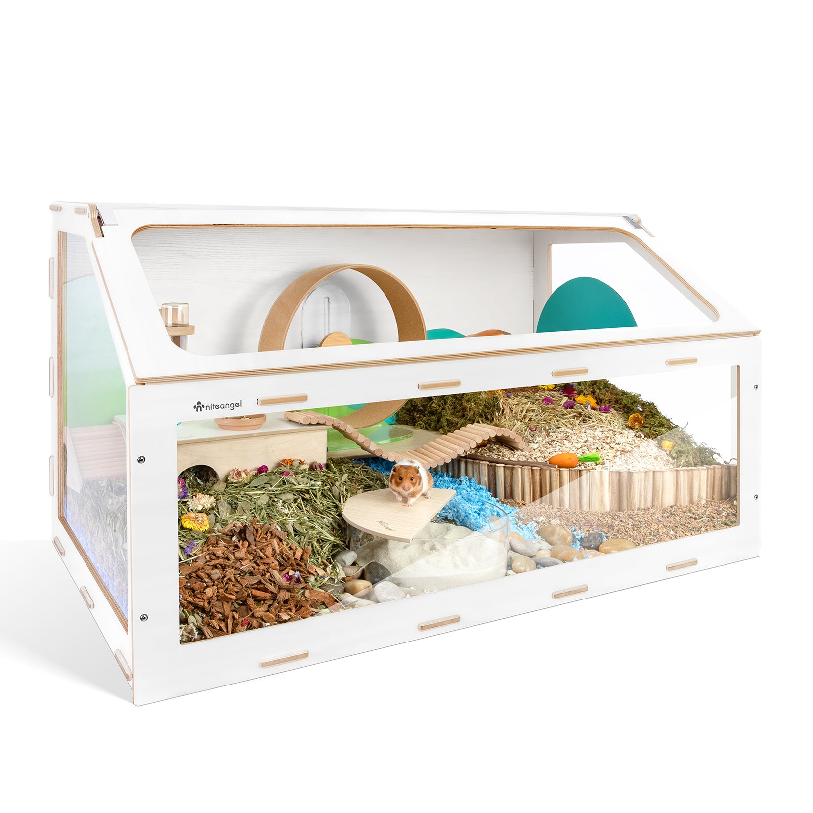 Niteangel Vista Hamster Cage W/ Oblique Opening - MDF Aspen Small Anim ...