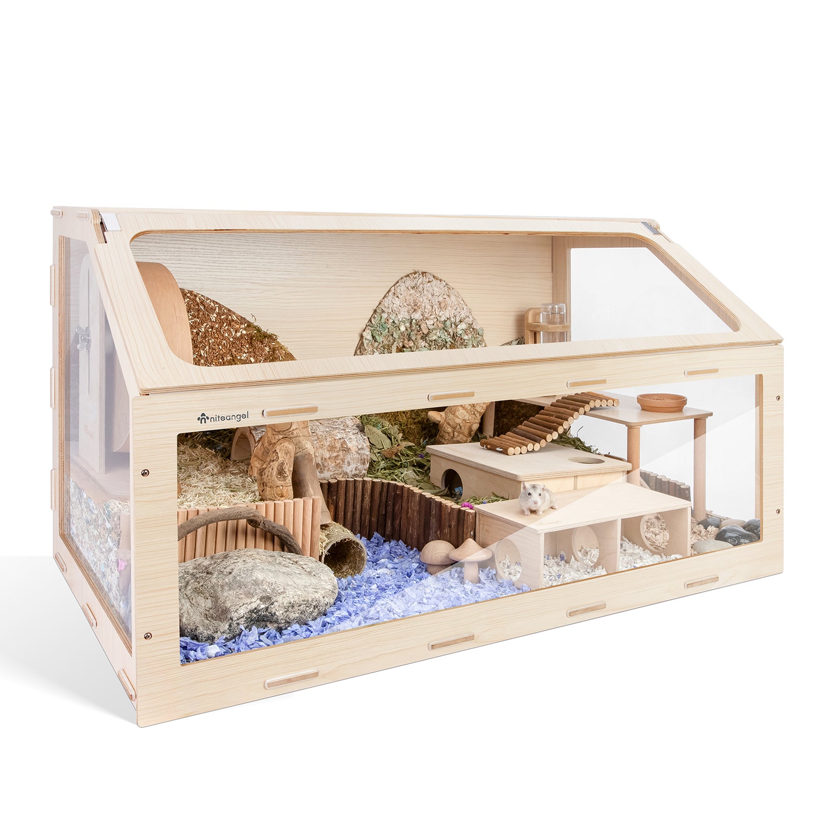 Niteangel Vista Hamster Cage W/ Oblique Opening - MDF Aspen Small Anim ...