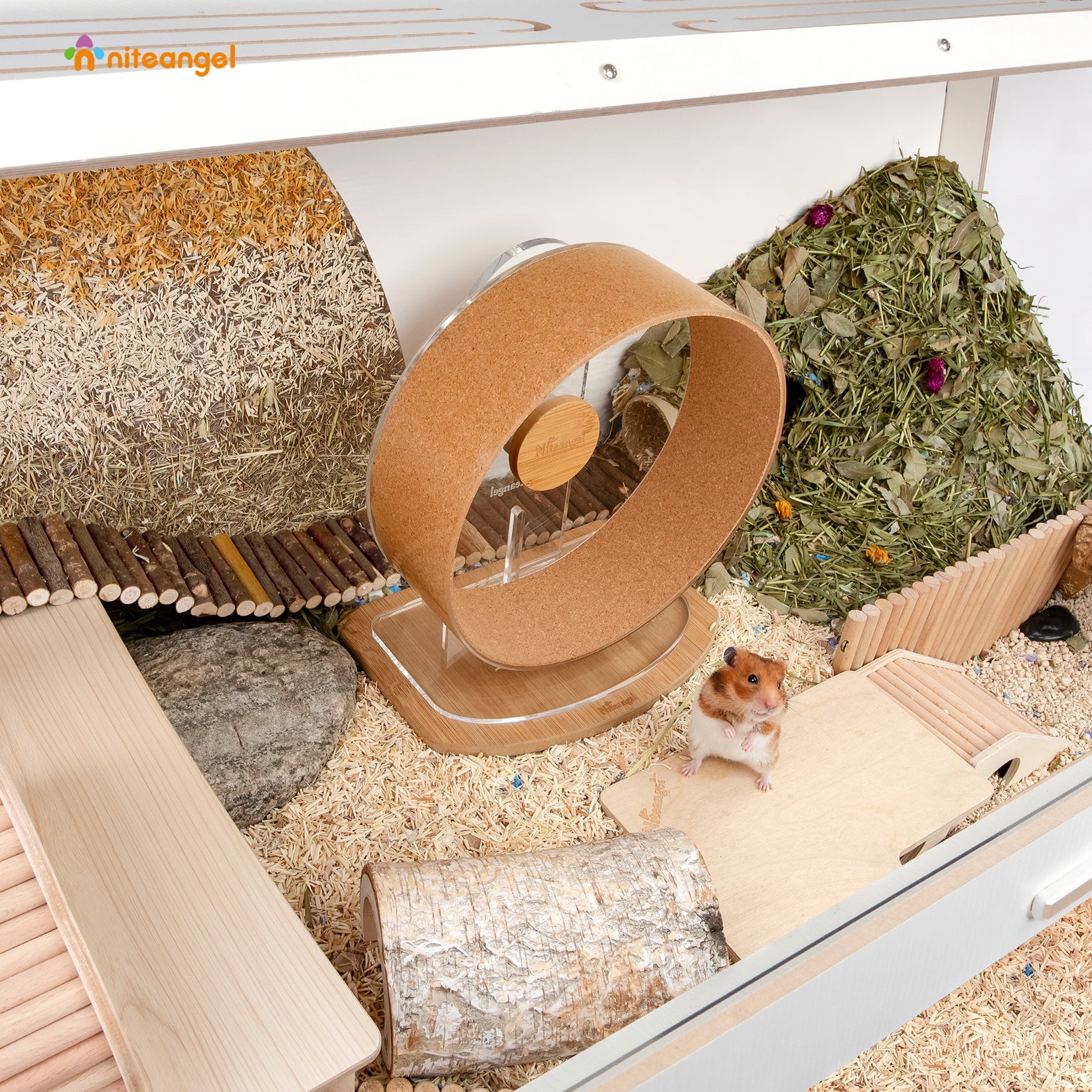 Niteangel Vista Hamster Cage W/ Oblique Opening - MDF Aspen Small Anim ...