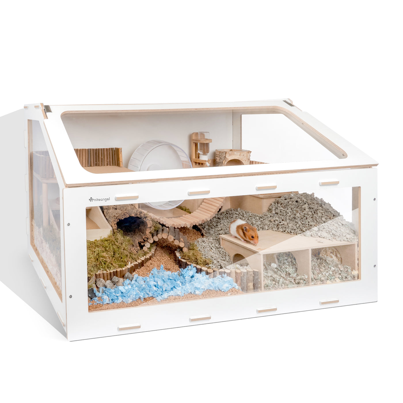 Niteangel Vista Hamster Cage W/ Oblique Opening - MDF Aspen Small Anim ...