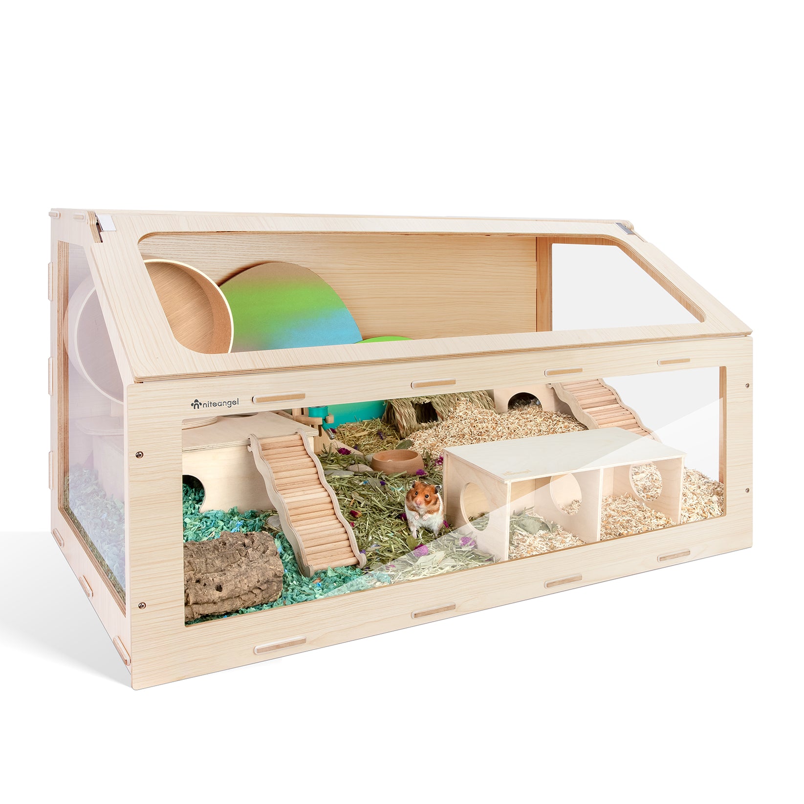 Niteangel Vista Hamster Cage W/ Oblique Opening - MDF Aspen Small Anim ...