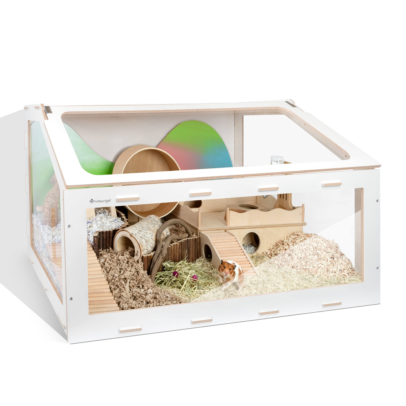 Niteangel Vista Hamster Cage W/ Oblique Opening - MDF Aspen Small Anim ...