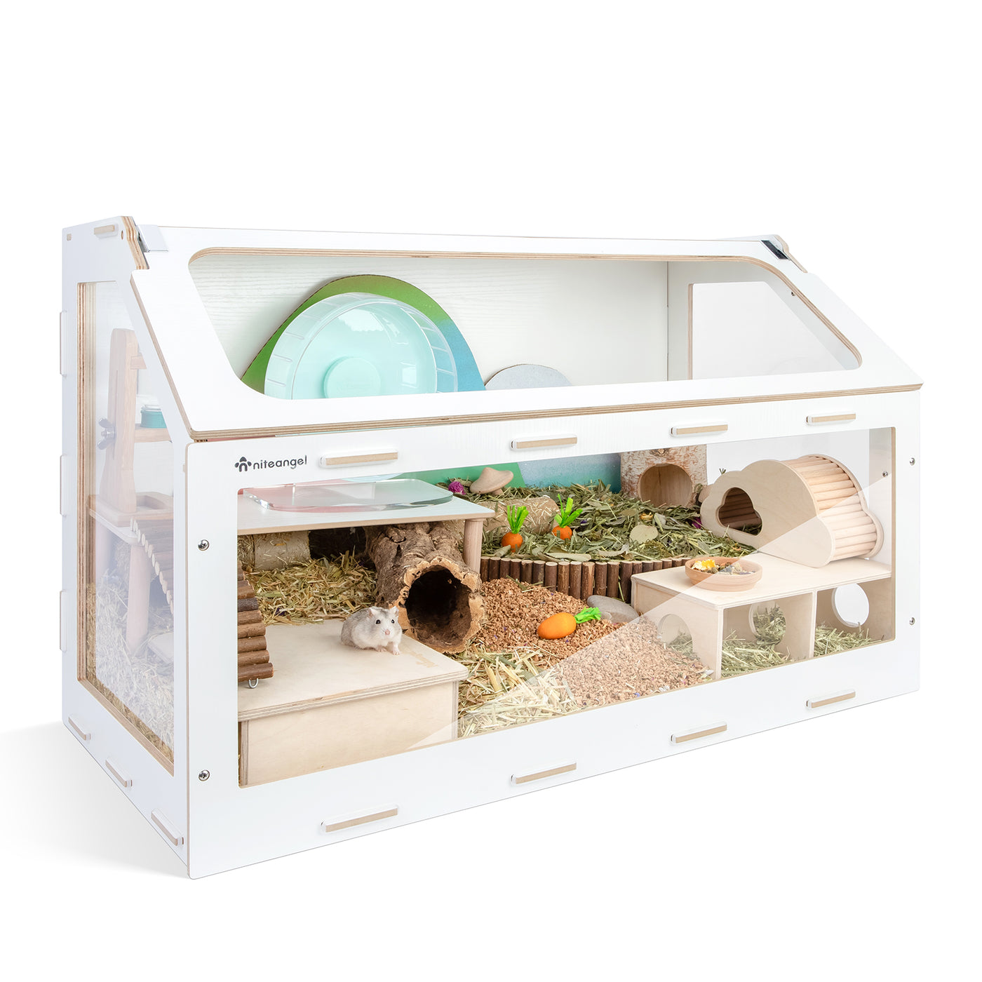 Niteangel Vista Hamster Cage W/ Oblique Opening - MDF Aspen Small Anim ...